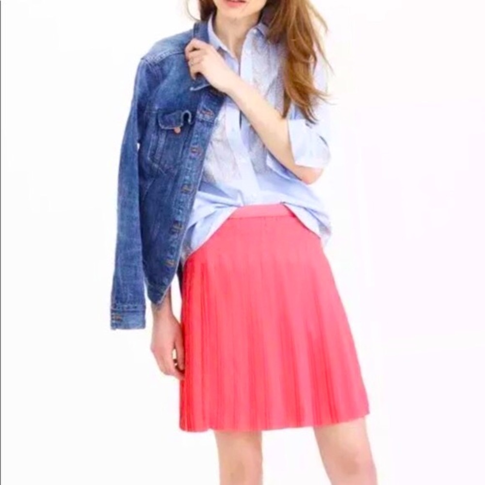 J. Crew Coral Pleated Mini Skirt